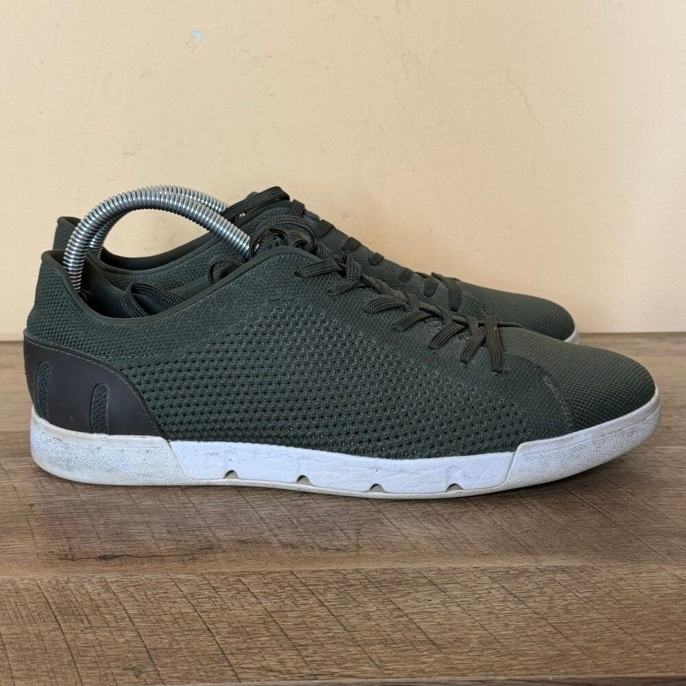SWIMS Mens Lightweight Breeze Tennis Knit 2.0 size 9 color Olive/white shoes
